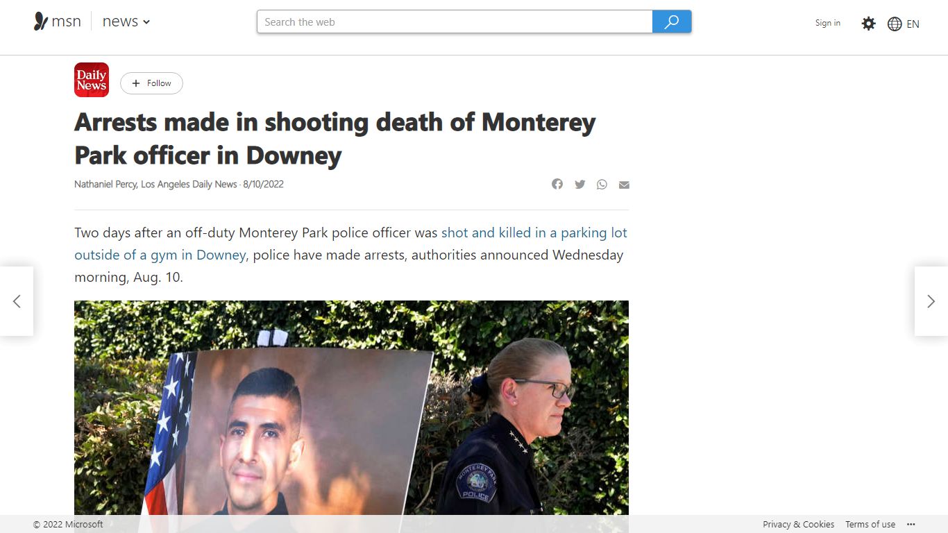 Arrests made in shooting death of Monterey Park officer in Downey